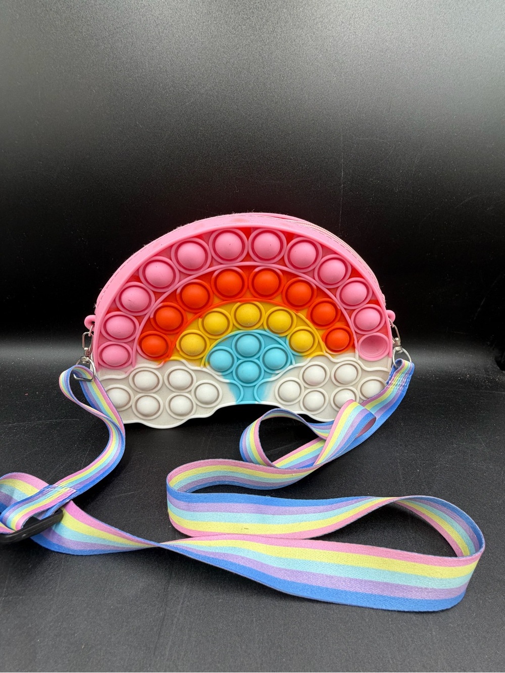 Rainbow Shoulder Bag Bubble Wallet Messenger Silicone Pop It Fidget Sensory Toys